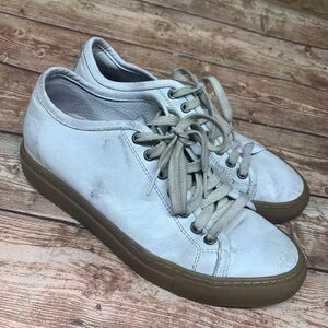 Sofie D'hoore White Tan Sneakers Womens Size 38 US 8 Italy Low Cut Shoes